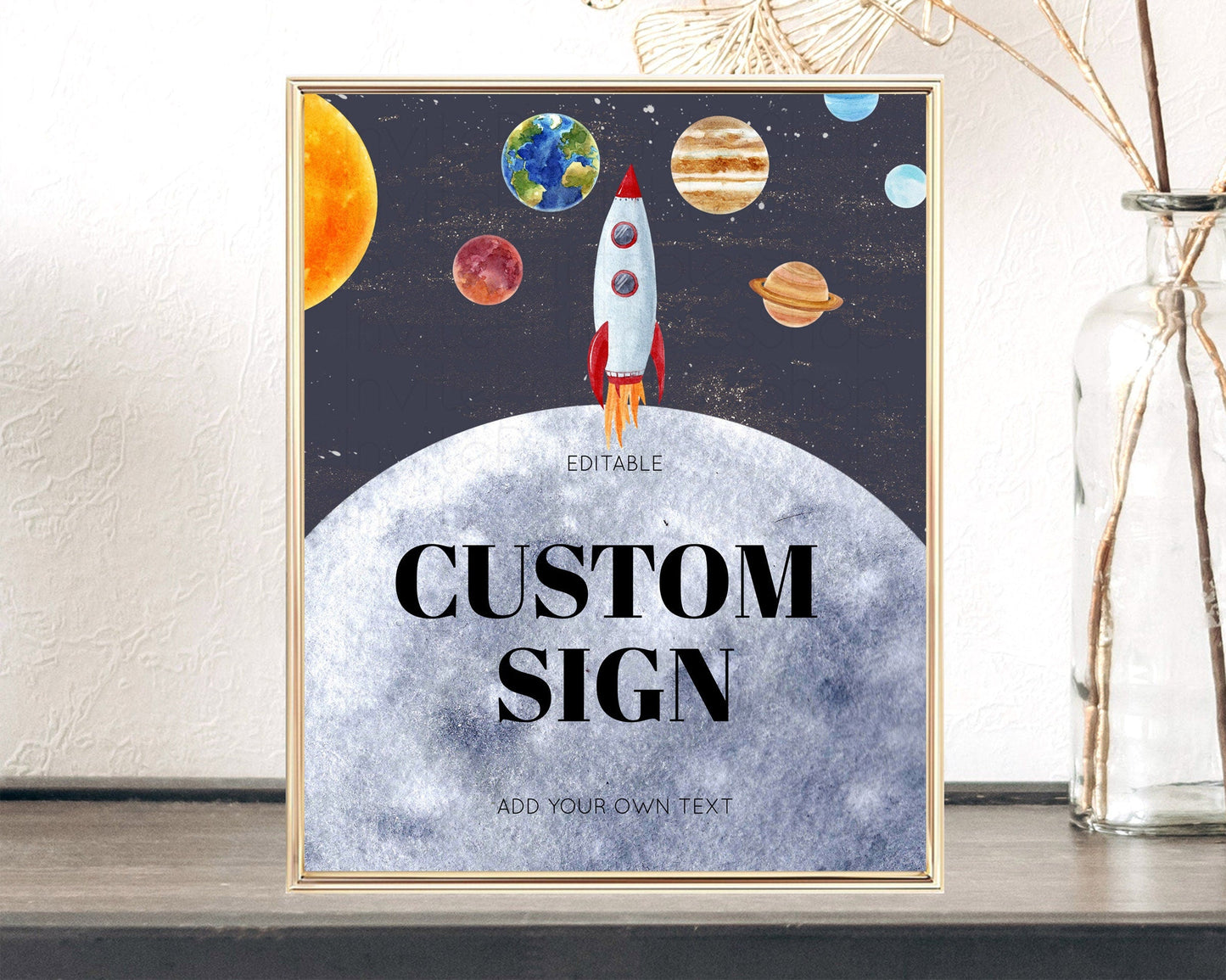 Space Table Sign Decor Galaxy Space Adventure Party First Trip Around the Sun Planets Solar System 1st Birthday Baptism Baby Shower D10430