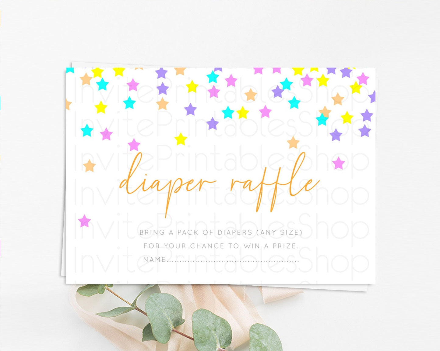 Pastel Star Diaper Raffle Card Shooting Star Diaper Raffle Insert Twinkle Little Star Diaper Ticket Rainbow Confetti Raffle Game D10397