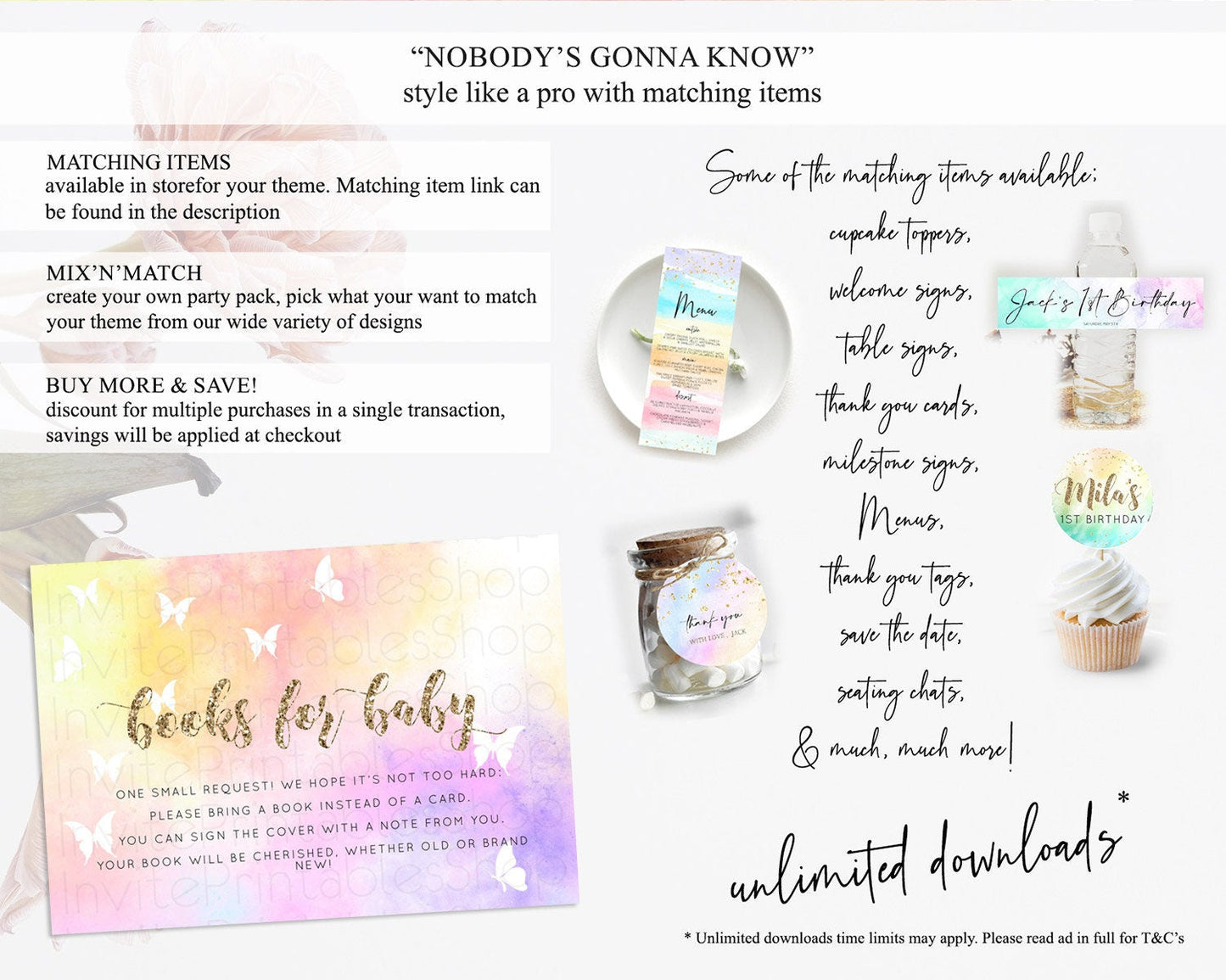Pastel Books For Baby Card Pastel Rainbow Book Insert Colorful Ombre Watercolor Book Card Confetti Glitter Baby Book Poem Request D10435