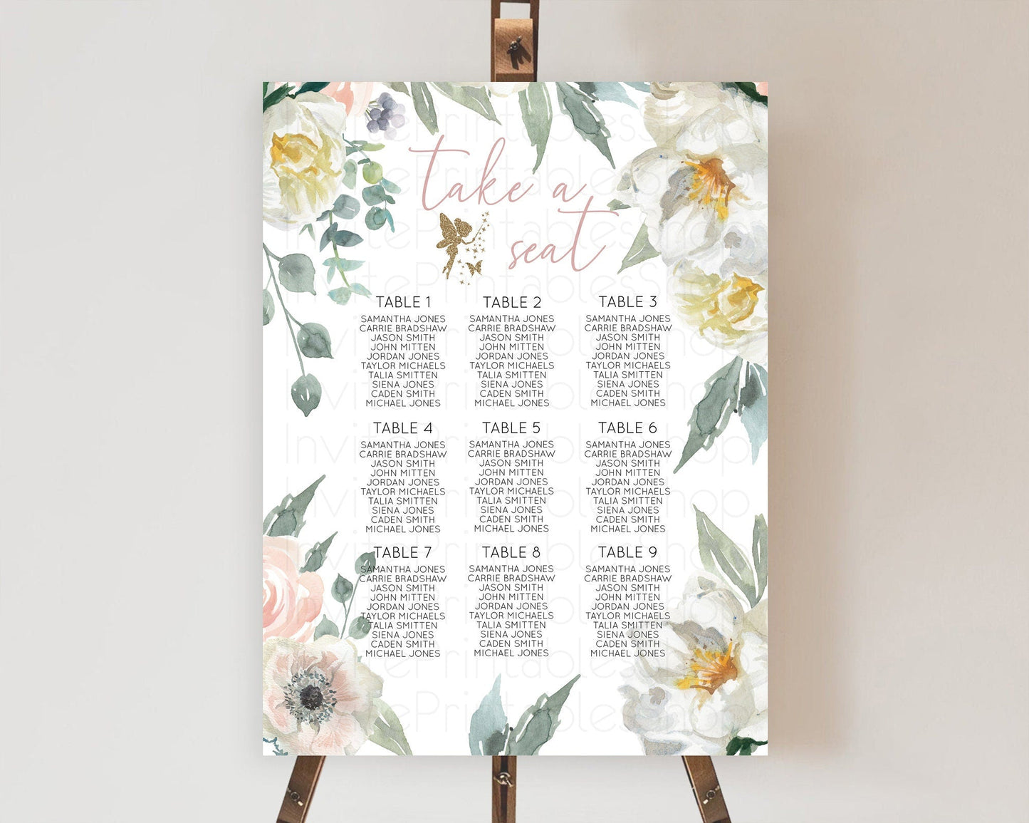 Fairy Seating Chart Pastel Fairy Seating Chart Fairy Tea Party Fairy Garden Seating Sign Enchanted Garden Floral Butterfly Decor D10800