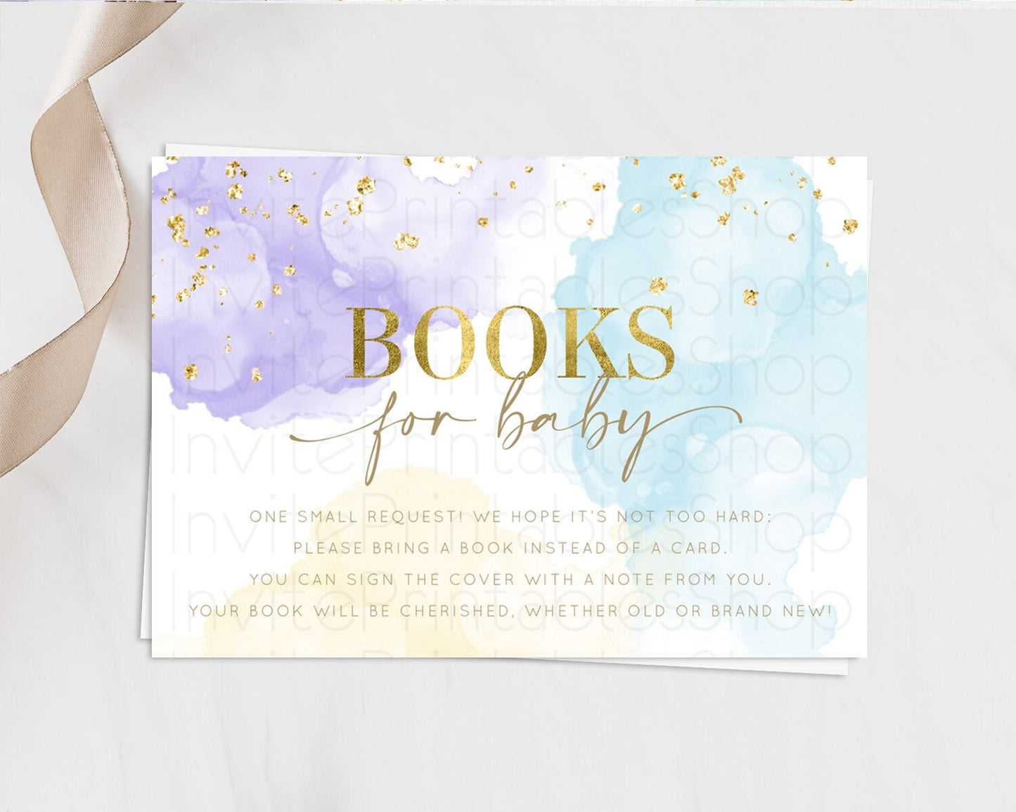 Pastel Books For Baby Card Pastel Rainbow Book Insert Colorful Ombre Watercolor Book Card Confetti Glitter Baby Book Poem Request D10206
