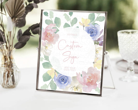 Editable Wildflower Floral Table Sign Decor Secret Garden Sign Template Past