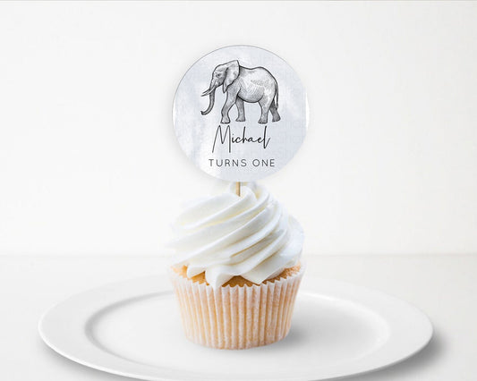 Editable Elephant Cupcake Toppers Elephant Cupcake Elephant Party Safari Adv