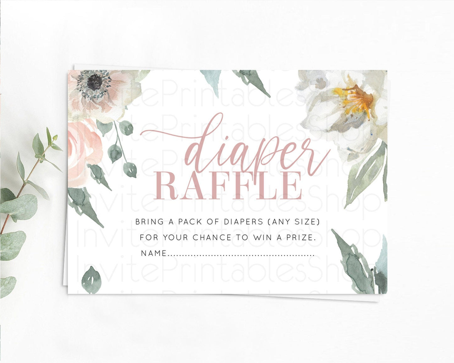 Secret Garden Diaper Raffle Card Boho Wildflower Diaper Raffle Insert Pastel Flower Garden Baby Shower Card Flower Raffle Game D10121
