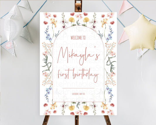 Secret Garden Welcome Sign Wildflower Welcome Board Pastel Flower Garden Welcome Poster Boho Wildflower First Birthday Welcome Sign D10682