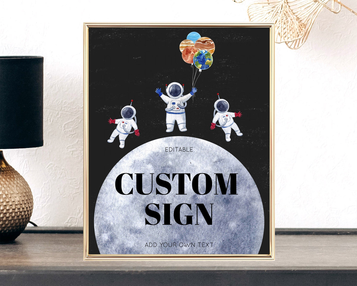 Space Table Sign Decor Galaxy Space Adventure Party First Trip Around the Sun Planets Solar System 1st Birthday Baptism Baby Shower  D10430