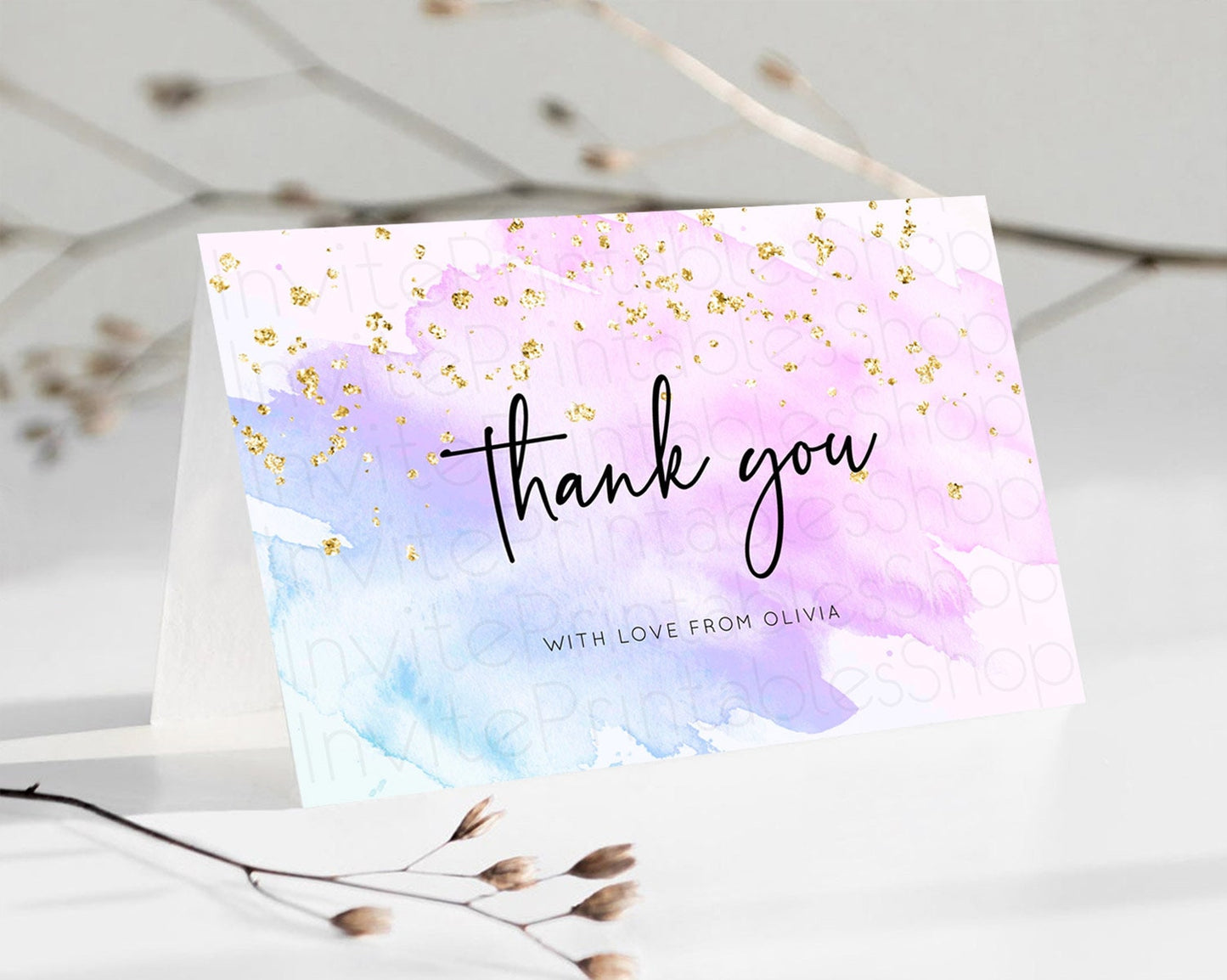 Purple Thank You Purple Watercolor Thank You Card Pastel Purple Card Template Watercolor Splash Cards Teacher Thank You Cards D10169