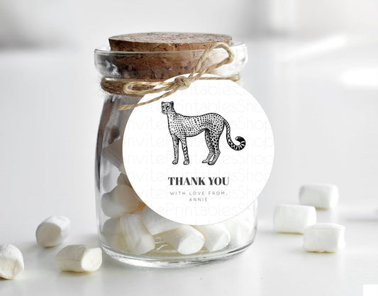 Editable Cheetah Thank You Tags Cheetah Thank You Gift Tags Cheetah Party Fa