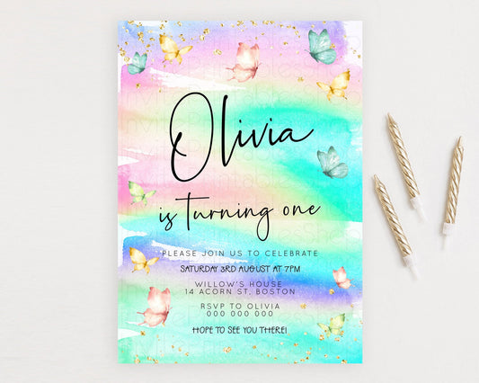 Editable Pastel Butterfly Birthday Invitation Butterfly Birthday Invitation