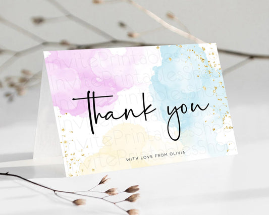 Editable Pastel Thank You Rainbow Thank You Card Colorful Pastel Birthday Th