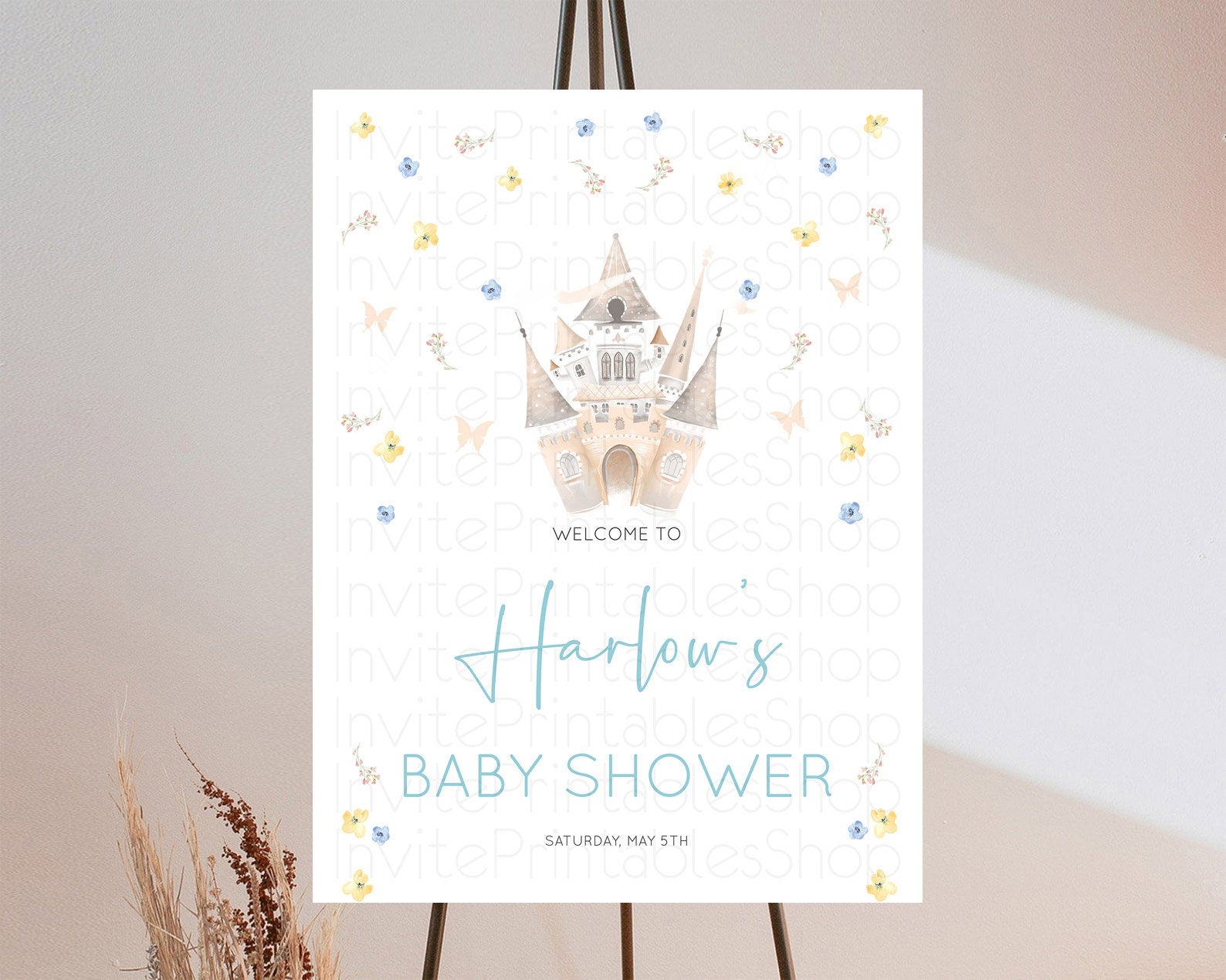 Editable Princess Baby Shower Welcome Sign Castle Welcome Board Secret Garde