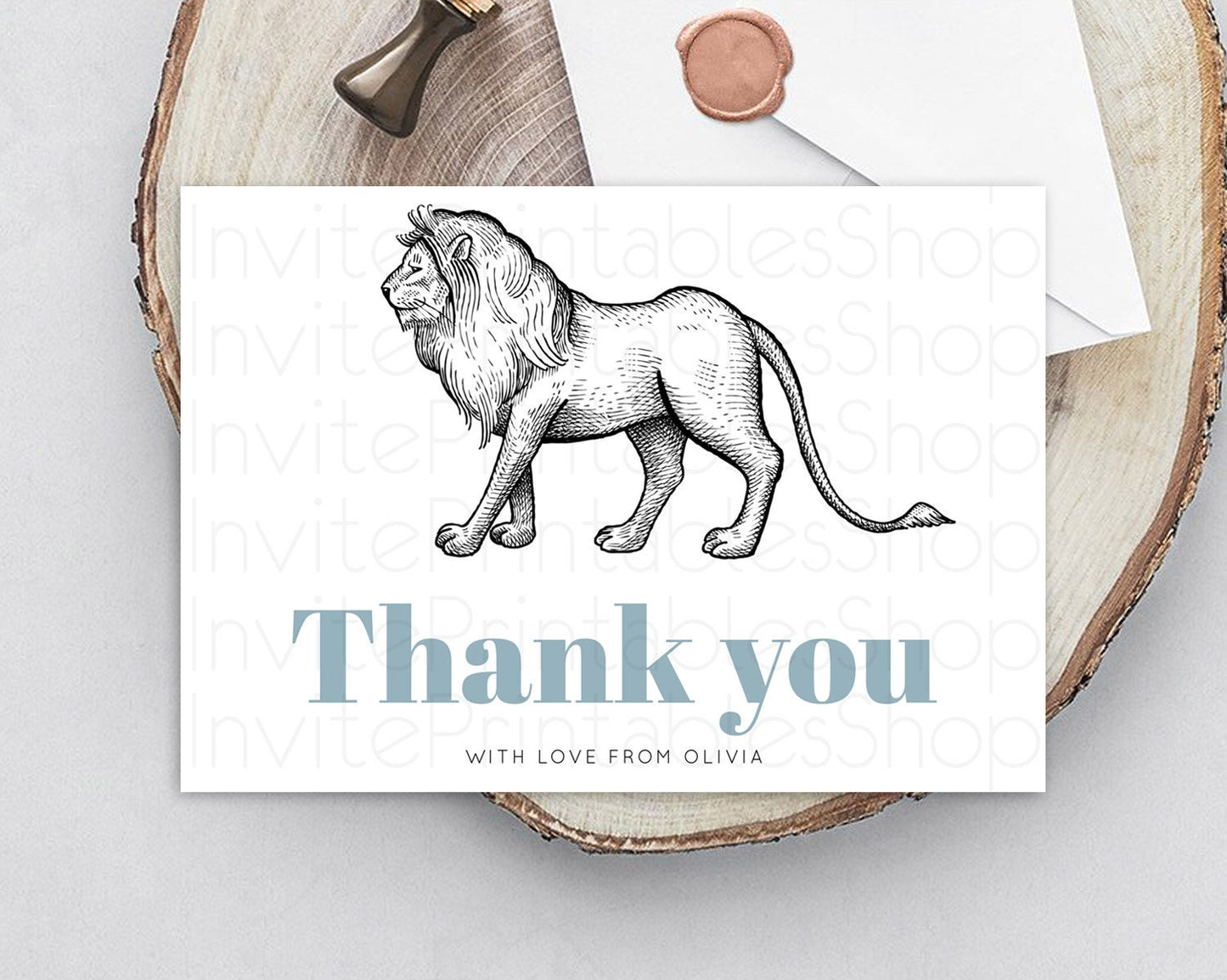 Lion Thank You Lion Thank You Card Lion Party Birthday Thank You Card Safari Lion Cards Dried Palm Fern Lion Teacher Thank You Cards D10246