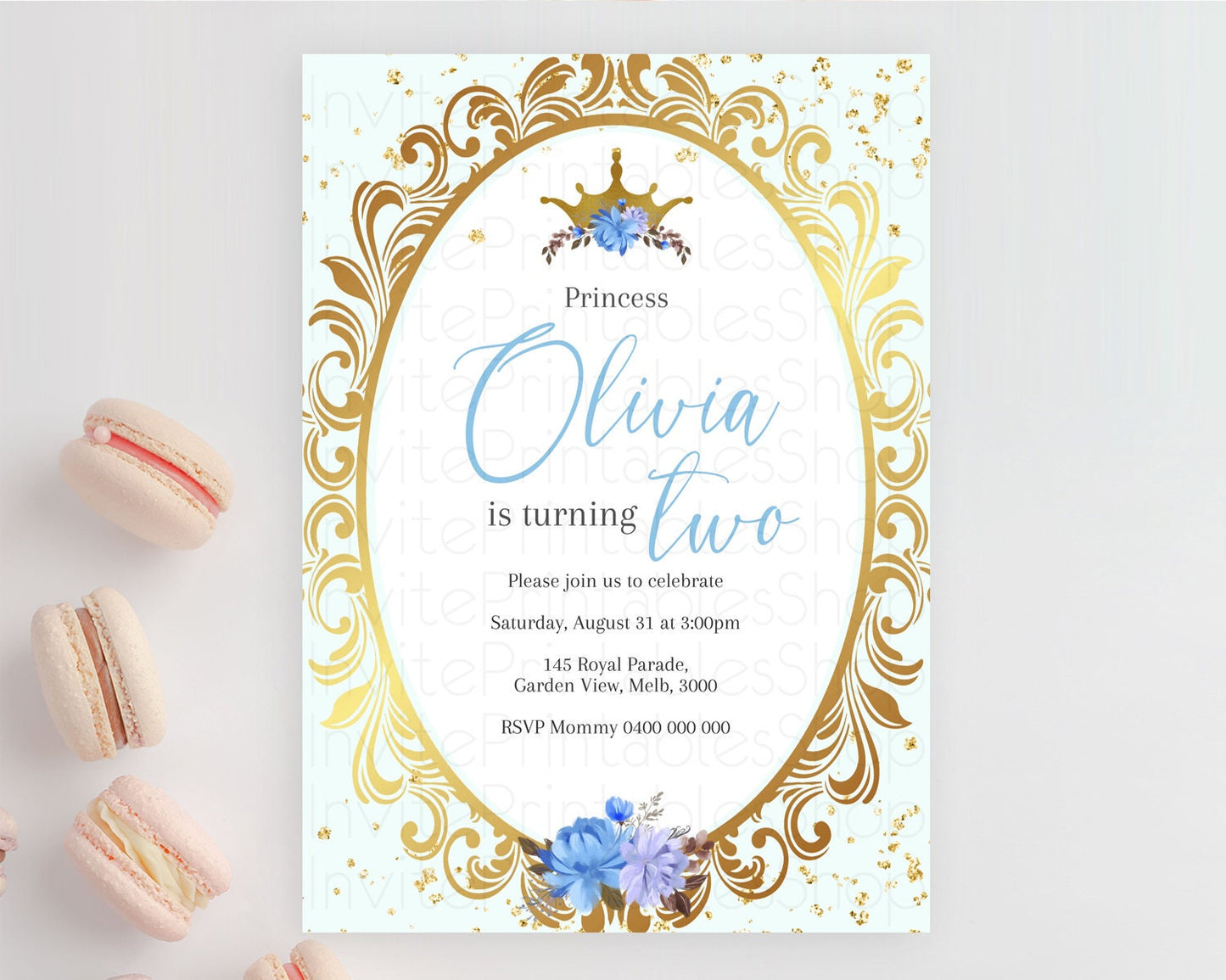 Princess Birthday Invitation Castle Invitation Royal Birthday Fairy Tale Enchanted Mirror Pastel Floral Garden 1st First Birthday D10745