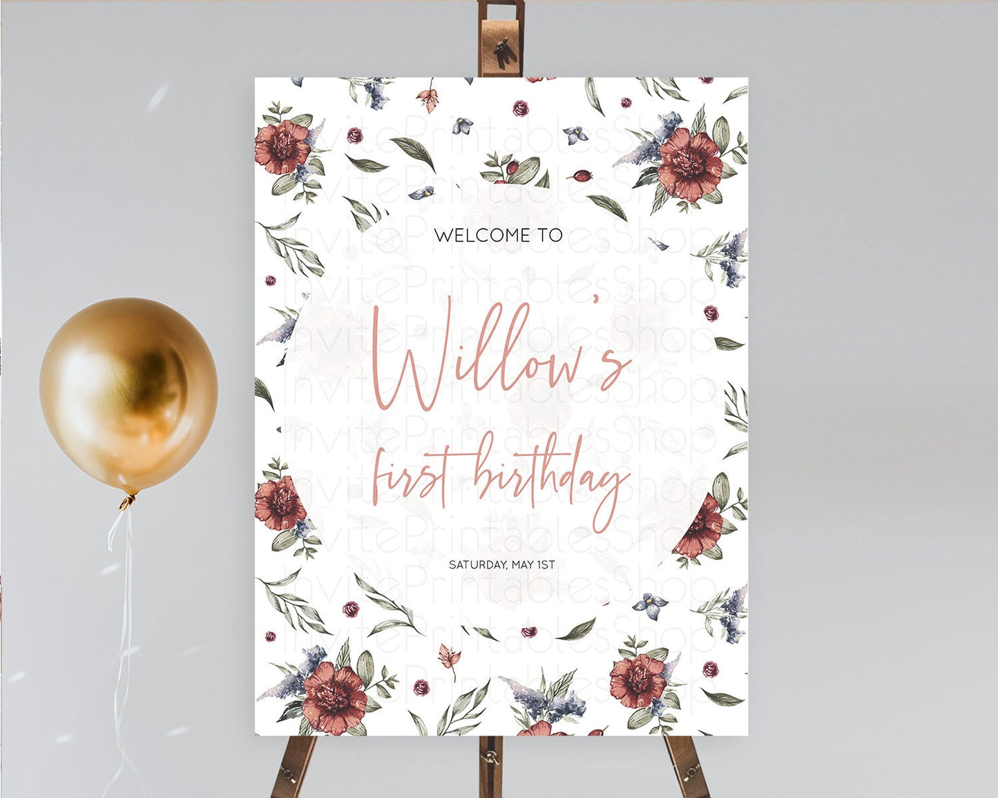 Secret Garden Welcome Sign Wildflower Welcome Board Pastel Flower Garden Welcome Poster Boho Wildflower First Birthday Welcome Sign D10503