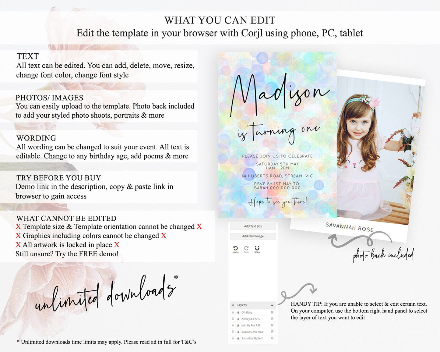 Pastel Birthday Invitation Bath Bomb Party Invitation Pastel Bubbles Invitation Watercolour Invitation 3rd 2nd 1st First Birthday D10445