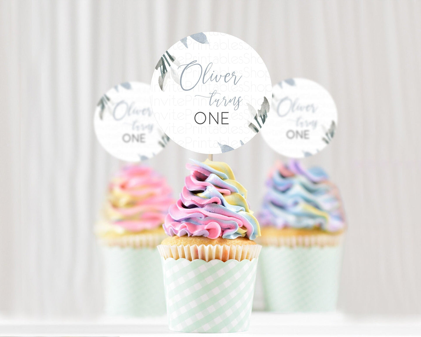 Green Leaf Cupcake Toppers Leave Cupcake Toppers Simple Greenery Cupcake Topper Eucalyptus Fern Spray Leaves Watercolour Decor D10532