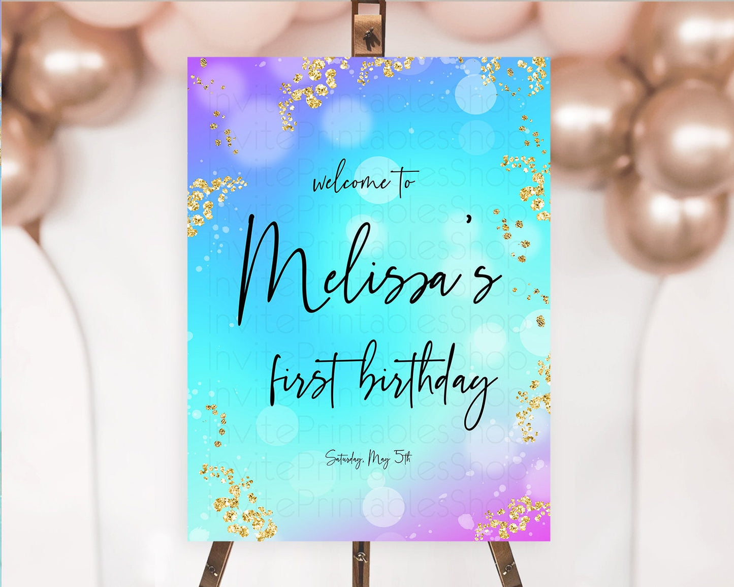Mermaid Welcome Sign Mermaid Welcome Board Rainbow Fish Under The Sea Colorful Pastel Pool Party Mermaid First Birthday Welcome Sign D10573