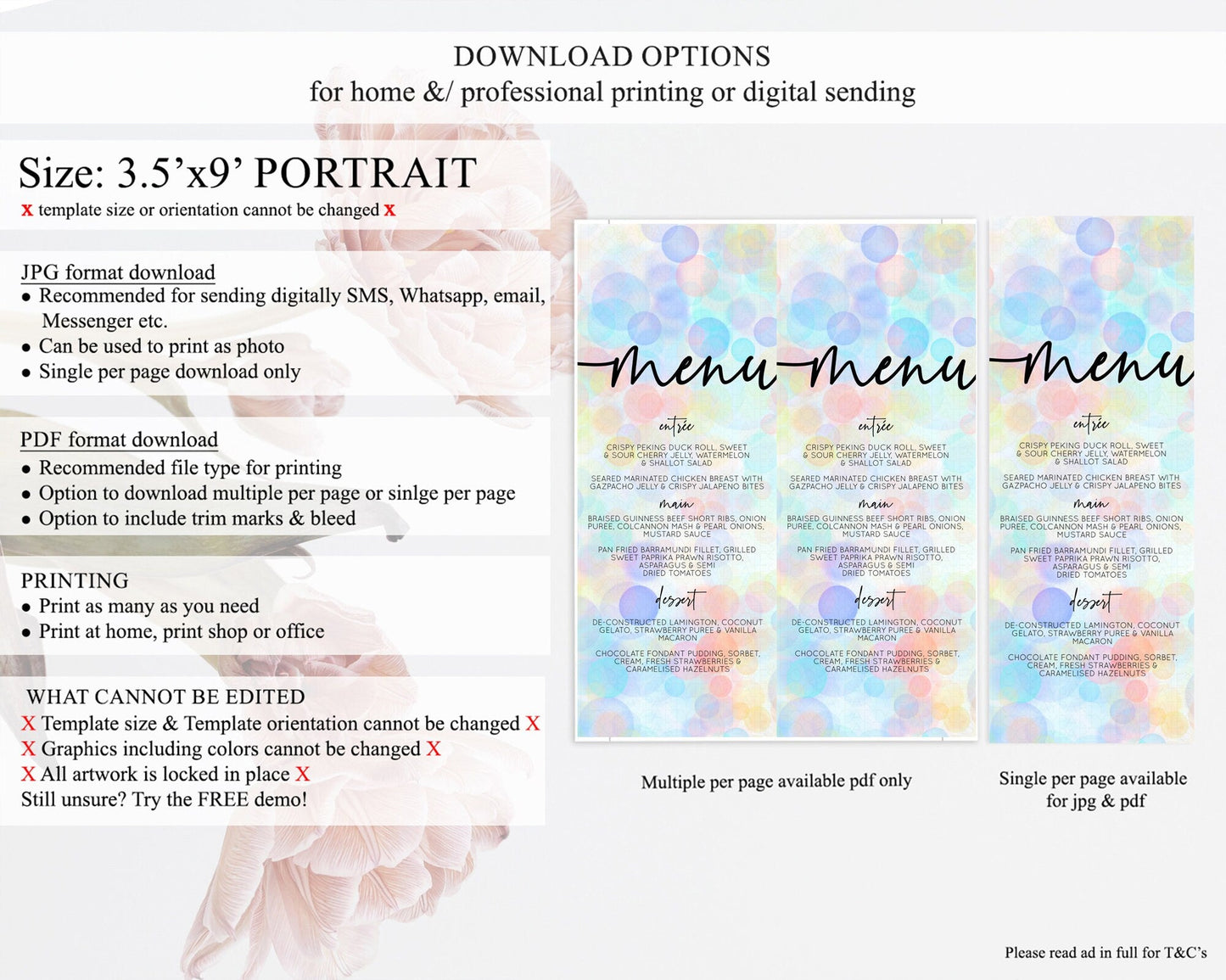 Pastel Menu Bubbles Menu Template Bubble Bath Table Decor Rainbow Pastel Colorful Confetti Dinner Dessert Menu Party Food Menu D10444