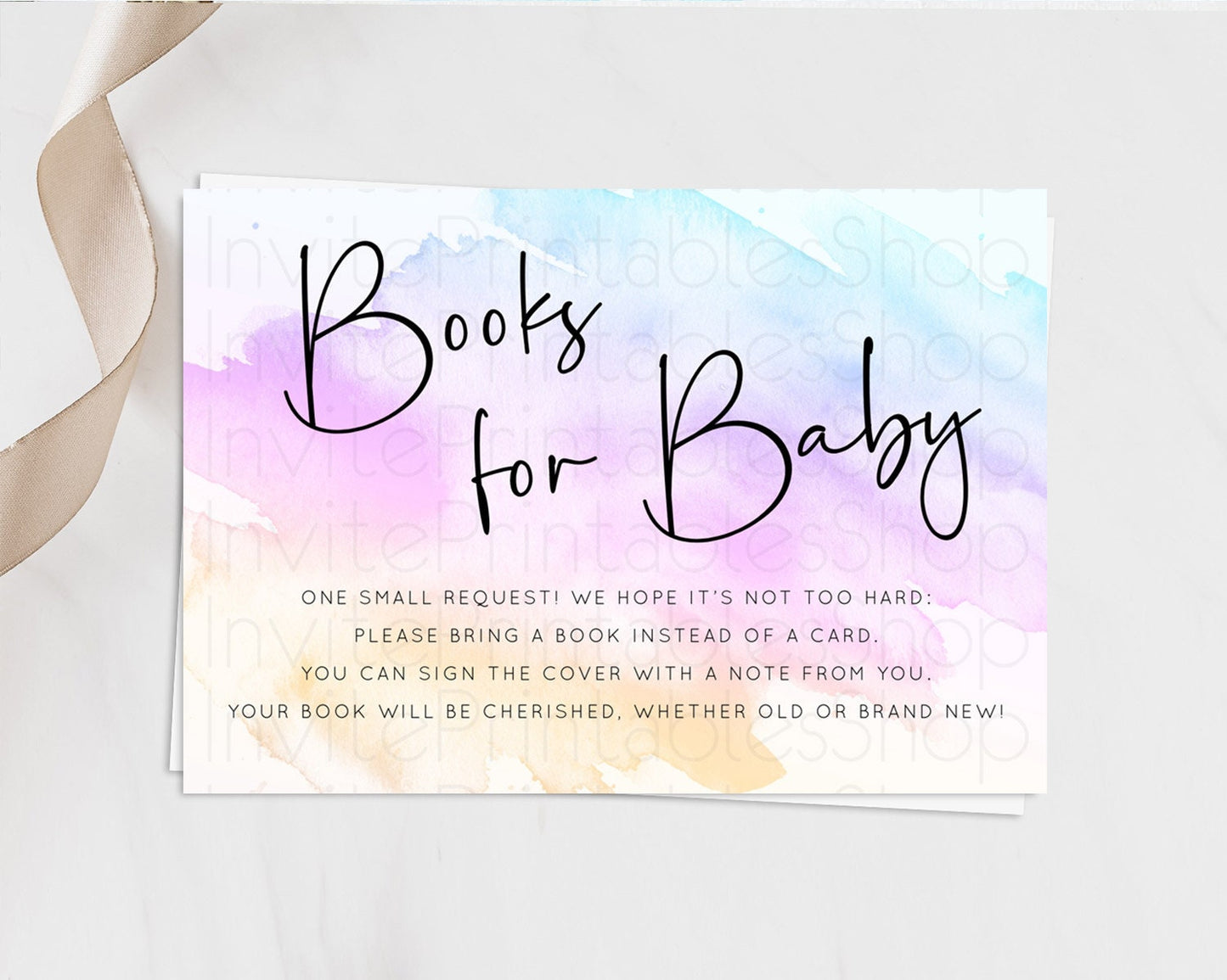 Pastel Books For Baby Card Pastel Rainbow Book Insert Colorful Ombre Watercolor Book Card Confetti Glitter Baby Book Poem Request D10177