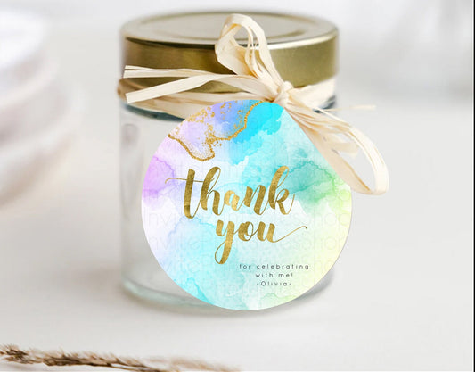 Pastel Thank You Tags Rainbow Thank You Gift Tags Colorful Pastel Favor Tags Confetti Watercolor Pastel First Birthday Thank You D10392