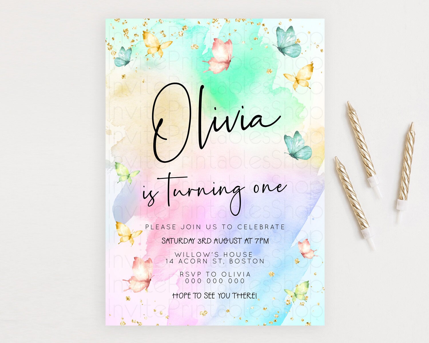 Editable Pastel Butterfly Birthday Invitation Butterfly Birthday Invitation