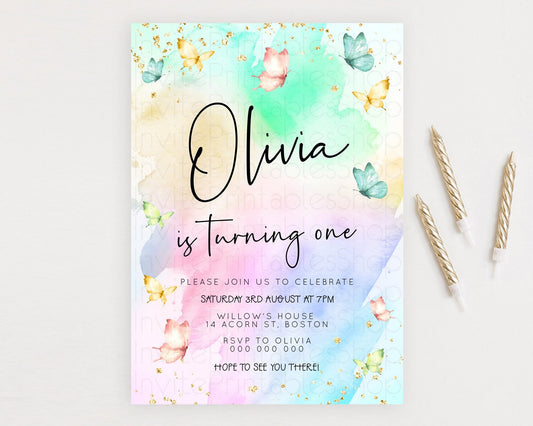 Editable Pastel Butterfly Birthday Invitation Butterfly Birthday Invitation