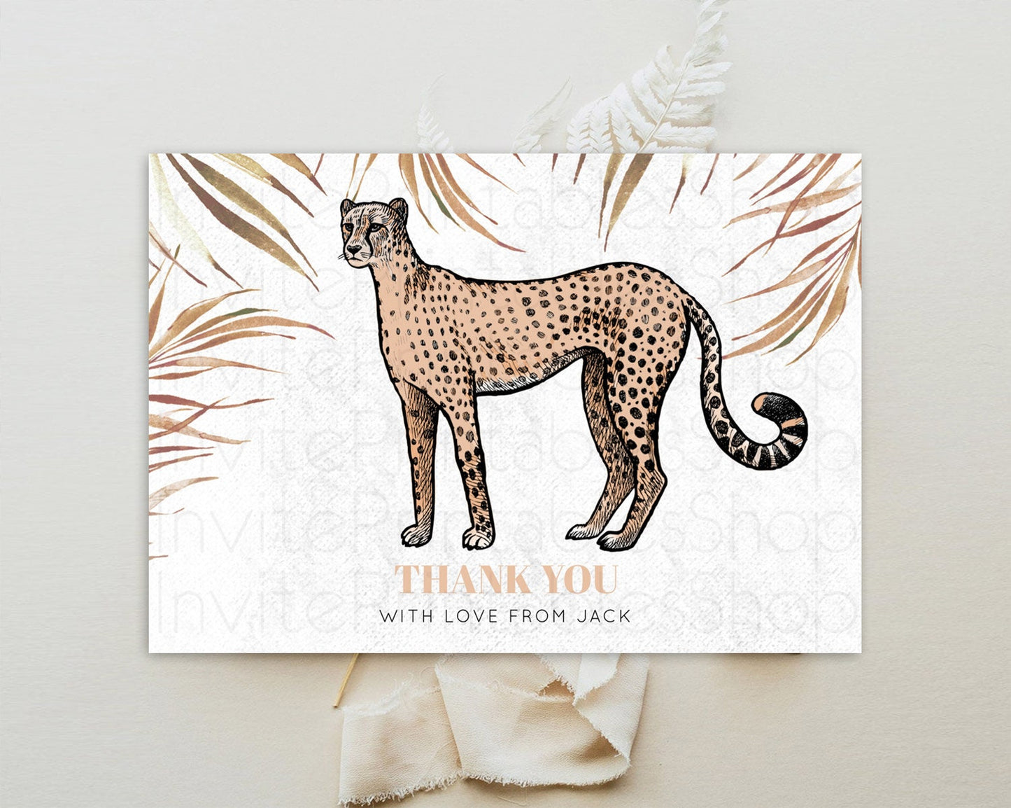 Cheetah Thank You Cheetah Thank You Card Cheetah Party Birthday Thank You Card Safari Card Template Cheetah Teacher Thank You Cards D10291