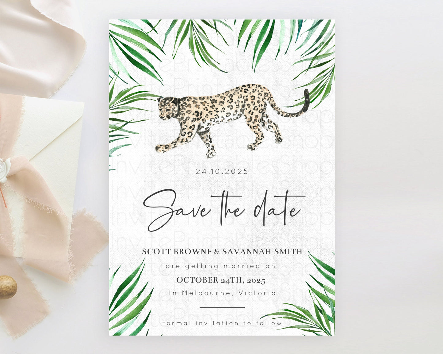 Cheetah Save The Date Template Cheetah Party Save The Date Safari Adventure Cheetah Minimal Theme 1st Birthday Baptism Baby Shower D10382