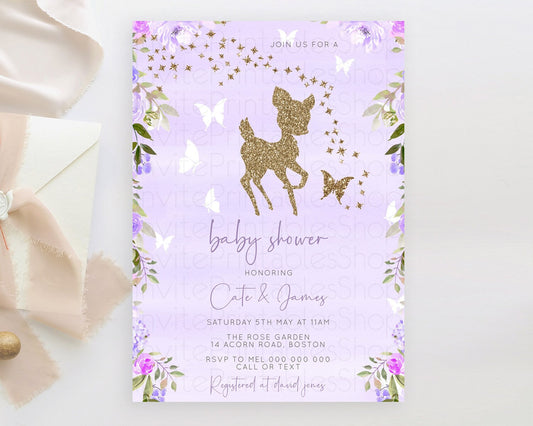 Editable Fawn Baby Shower Invitation Deer Baby Shower Invites Enchanted Fore
