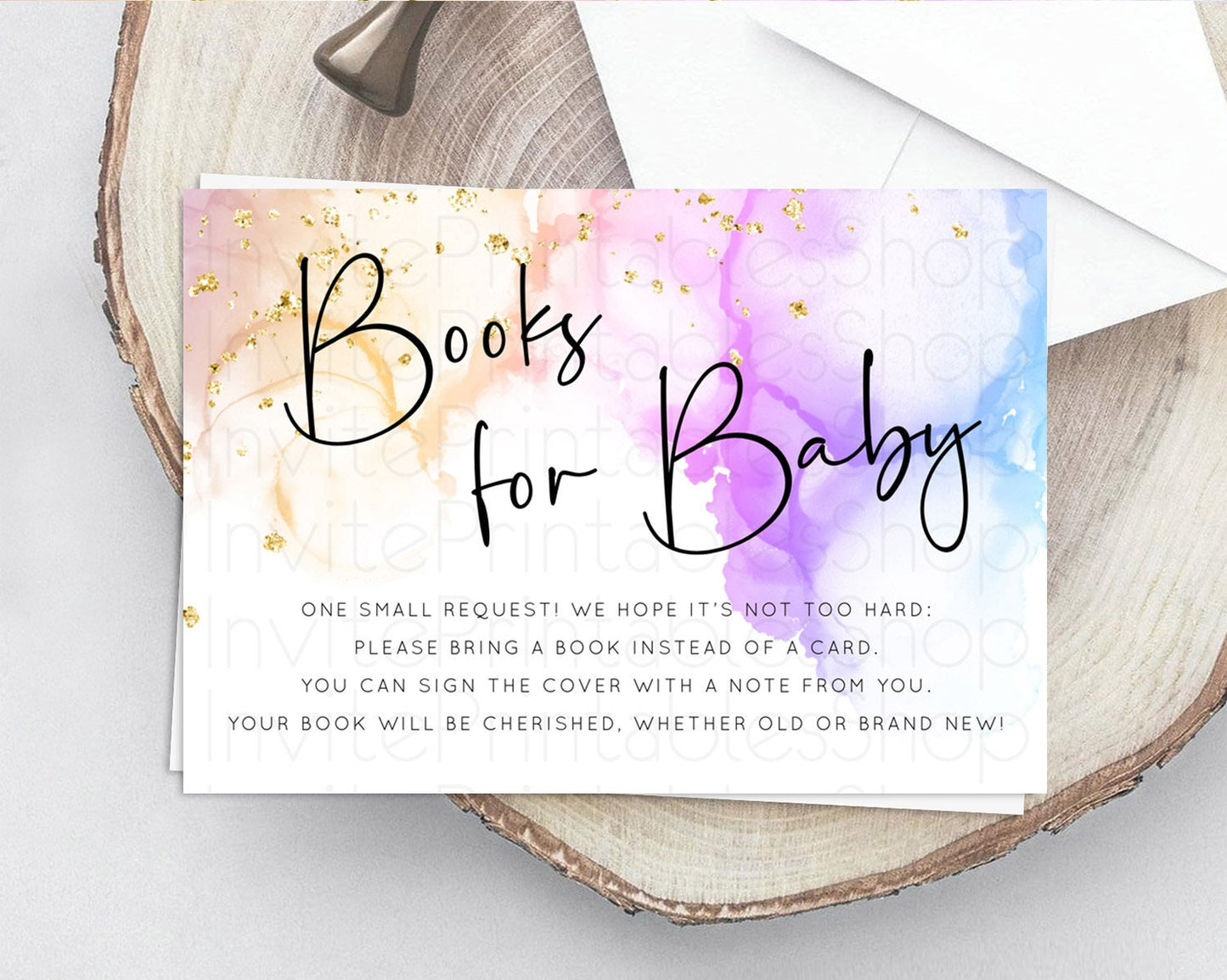 Editable Pastel Books For Baby Card Pastel Rainbow Book Insert Colorful Ombr