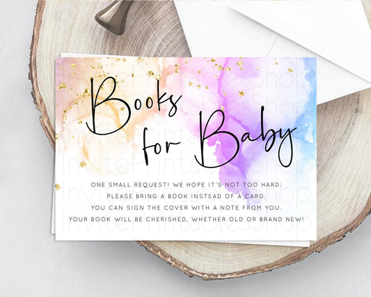 Editable Pastel Books For Baby Card Pastel Rainbow Book Insert Colorful Ombr