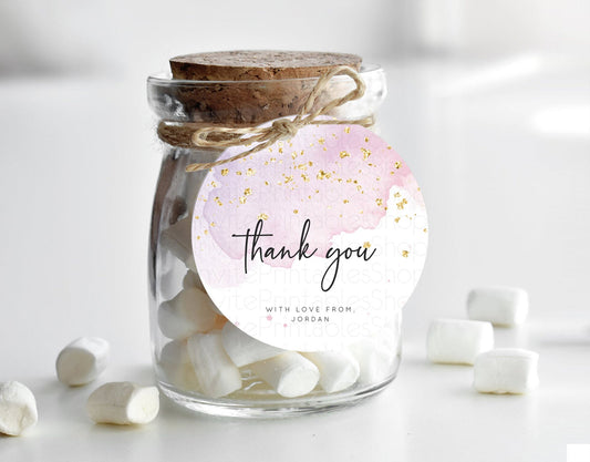 Editable Pink Thank You Tags Pink Watercolor Thank You Gift Tags Pastel Pink