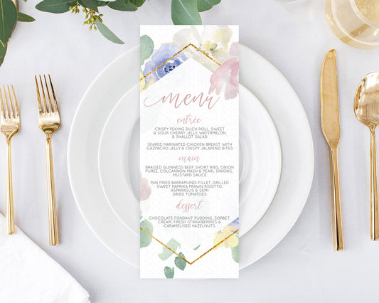 Editable Secret Garden Menu Wildflower Menu Template Pastel Flower Garden Ta