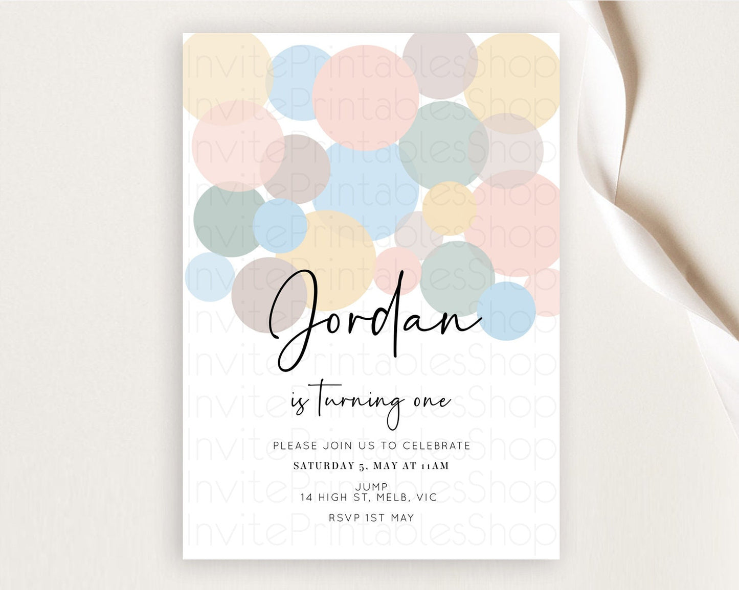 Pastel Birthday Invitation Pastel Confetti Birthday Invitation Bubbles Invitation Colorful Rainbow Confetti 2nd 1st First Birthday D10602
