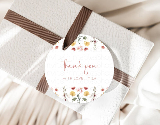 Editable Secret Garden Thank You Tags Wildflower Thank You Gift Tags Pastel