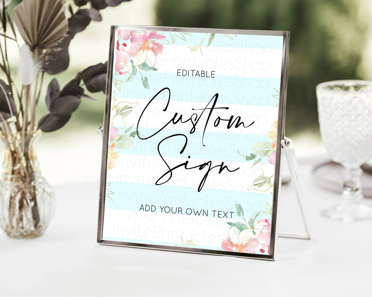 Wildflower Floral Table Sign Decor Secret Garden Sign Template Pastel Floral Garden Party Boho Flowers Birthday Baby Shower Wedding D10304