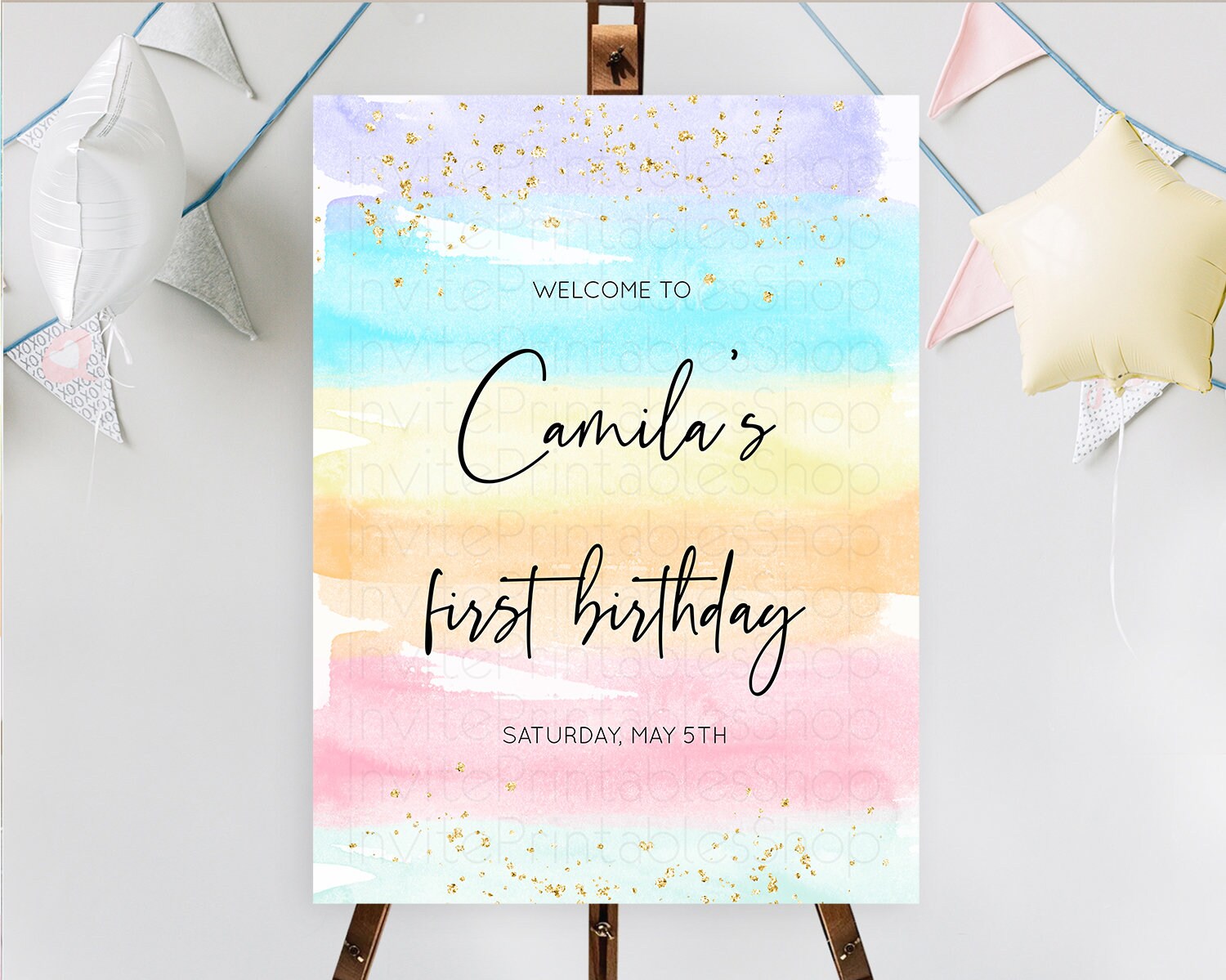 Editable Pastel Welcome Sign Pastel Rainbow Welcome Sign Colorful Rainbow Co