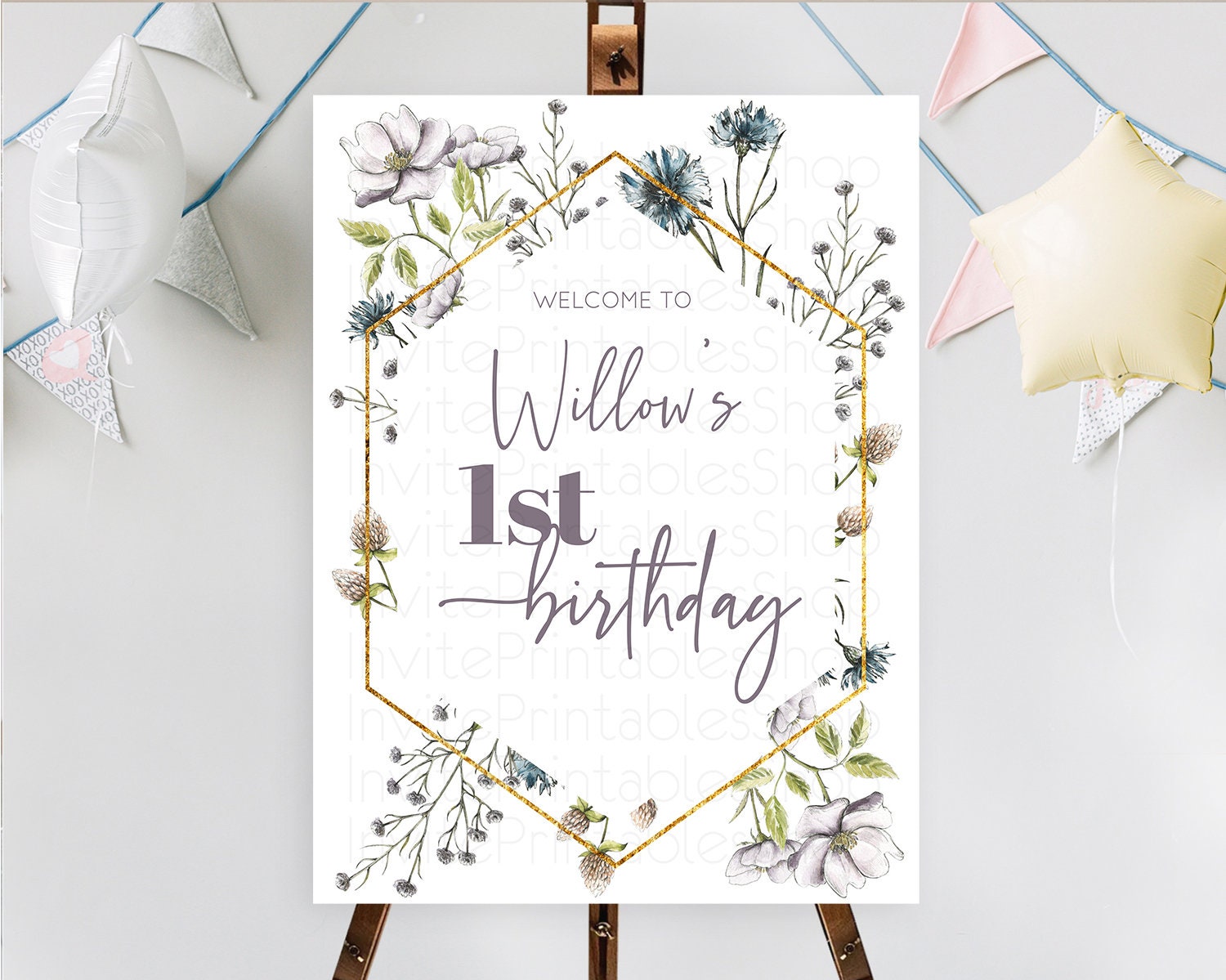 Editable Secret Garden Welcome Sign Wildflower Welcome Board Pastel Flower G