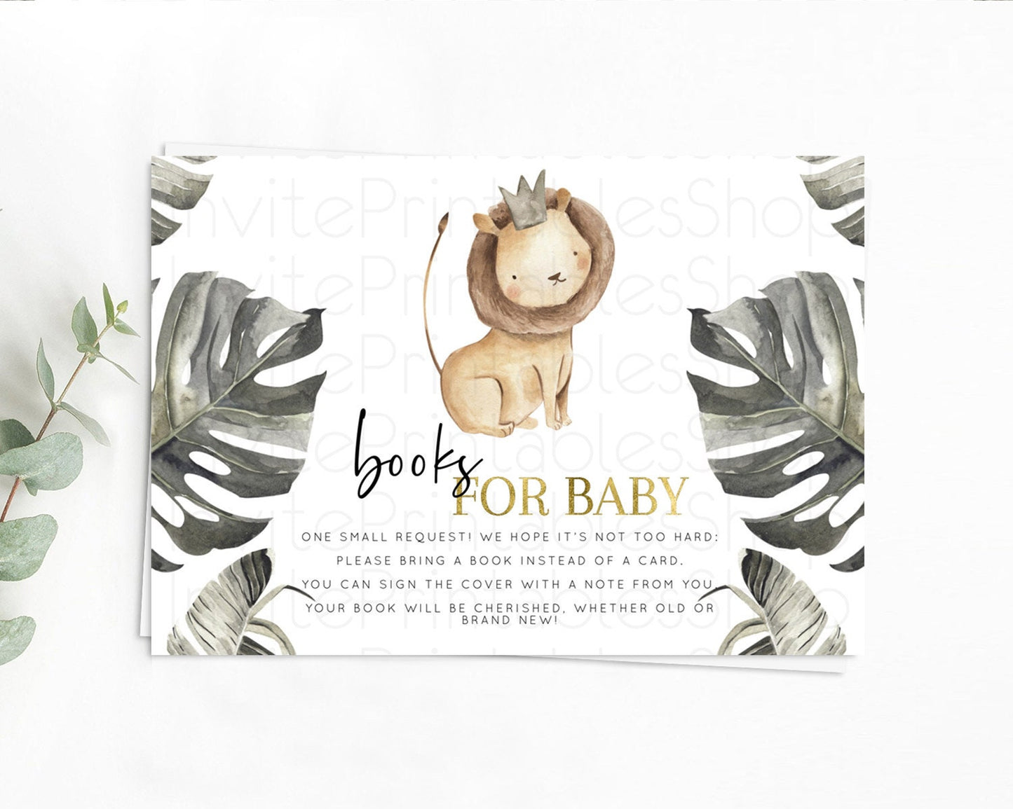 Lion Books For Baby Card Lion Book Insert Safari Lion Book Card Dried Palm Fern Safari Adventure Lion Baby Shower Book Poem Request D10599