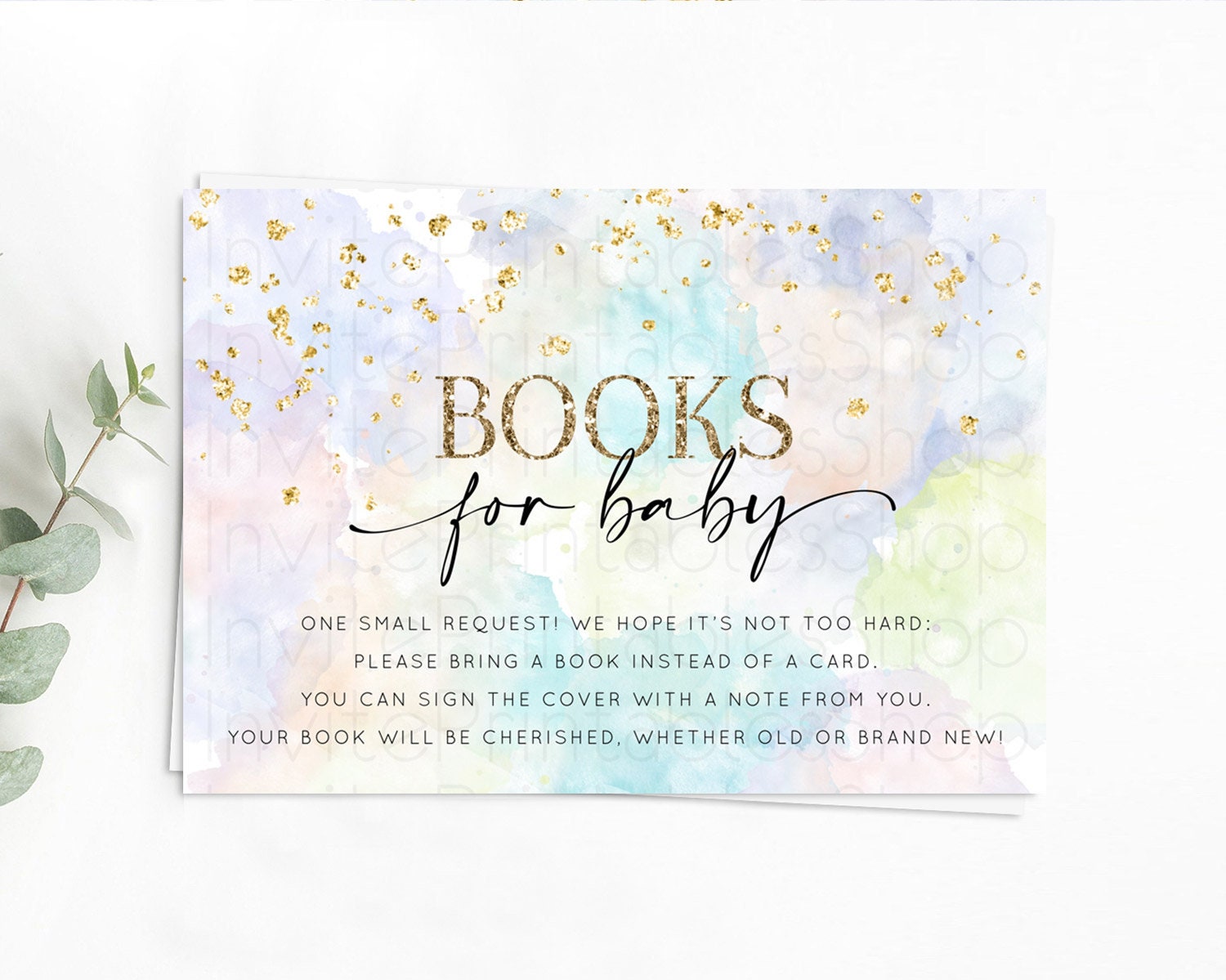Editable Pastel Books For Baby Card Pastel Rainbow Book Insert Colorful Ombr