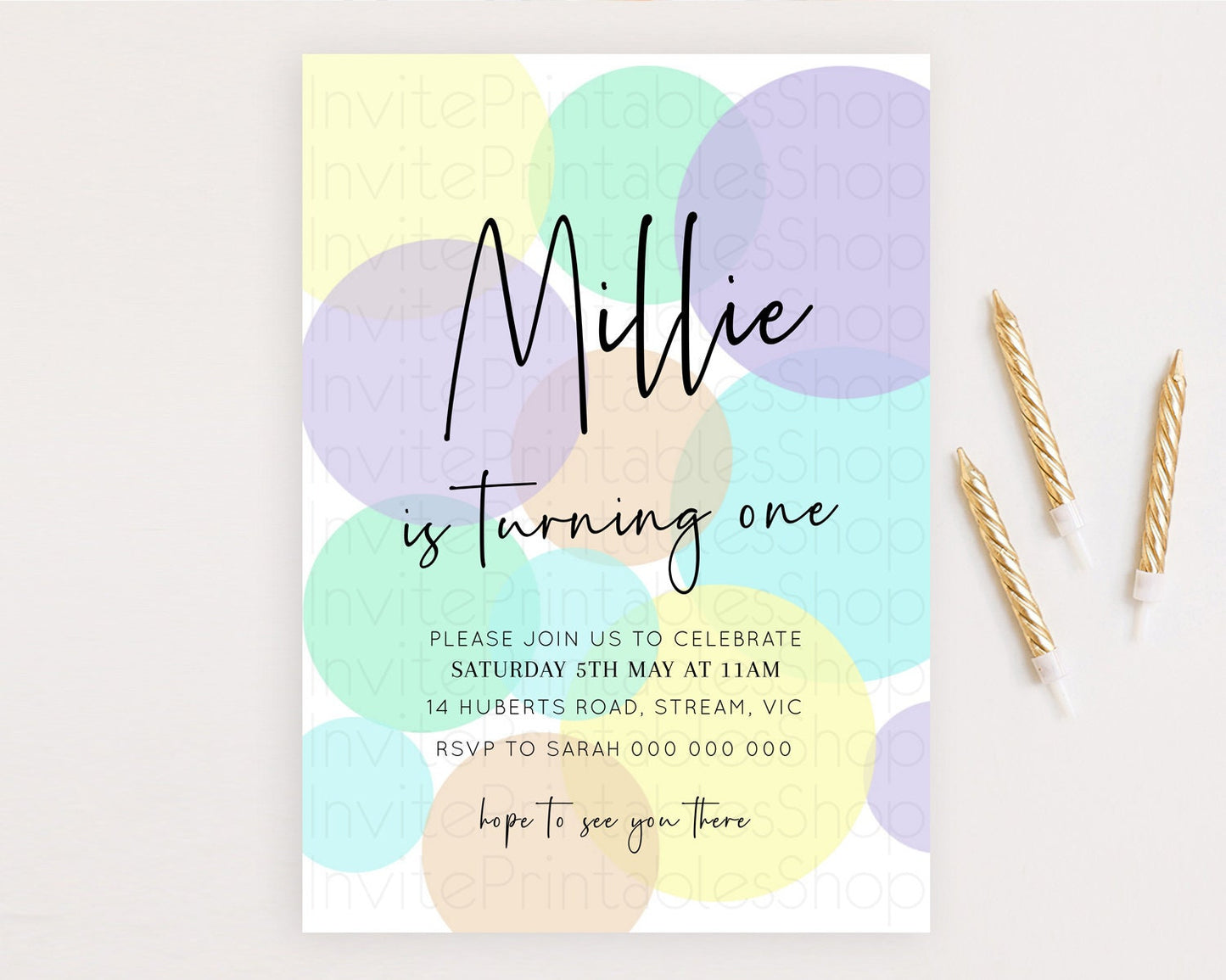 Pastel Birthday Invitation Pastel Confetti Birthday Invitation Bubbles Invitation Colorful Rainbow Confetti 2nd 1st First Birthday D10414