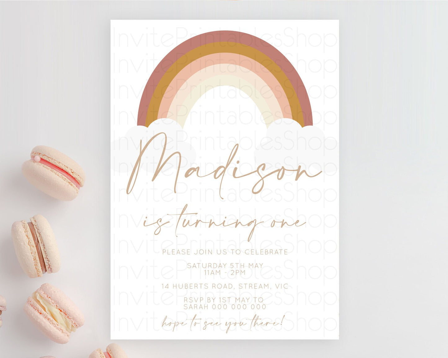 Pastel Rainbow Birthday Invitation Pastel Rainbow Invitation Rainbow Invitation Pastel Invitation Boho Rainbow 1st First Birthday D10122