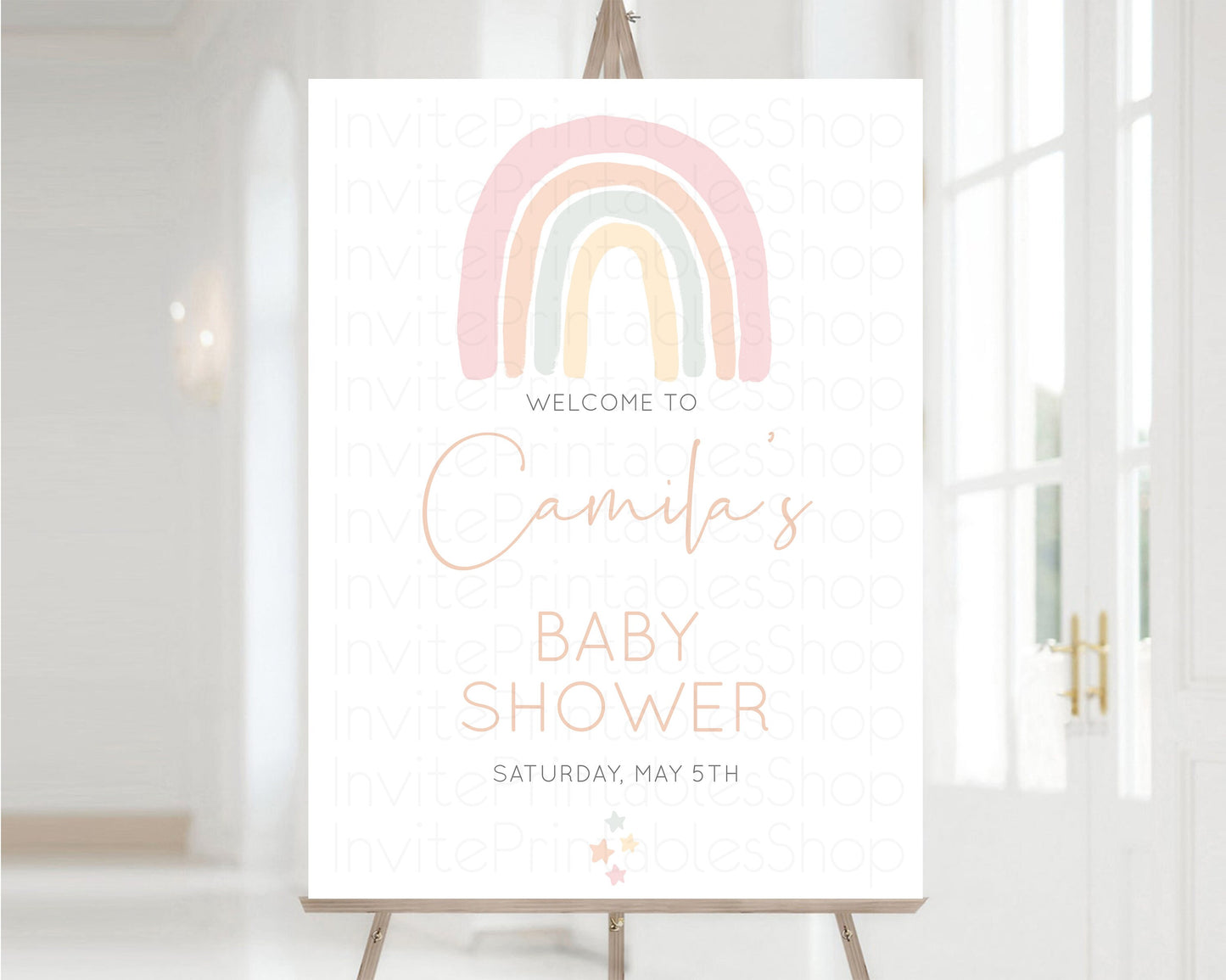 Boho Rainbow Welcome Sign Pastel Pastel Rainbow Welcome Board Watercolor Colorful Blue Yellolw Pink Party Entry Sign Poster Baby Shower 14