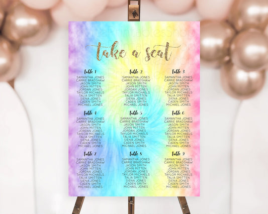 Editable Tie Dye Seating Chart Rainbow Tie Dye Seating Chart Rainbow Colorfu