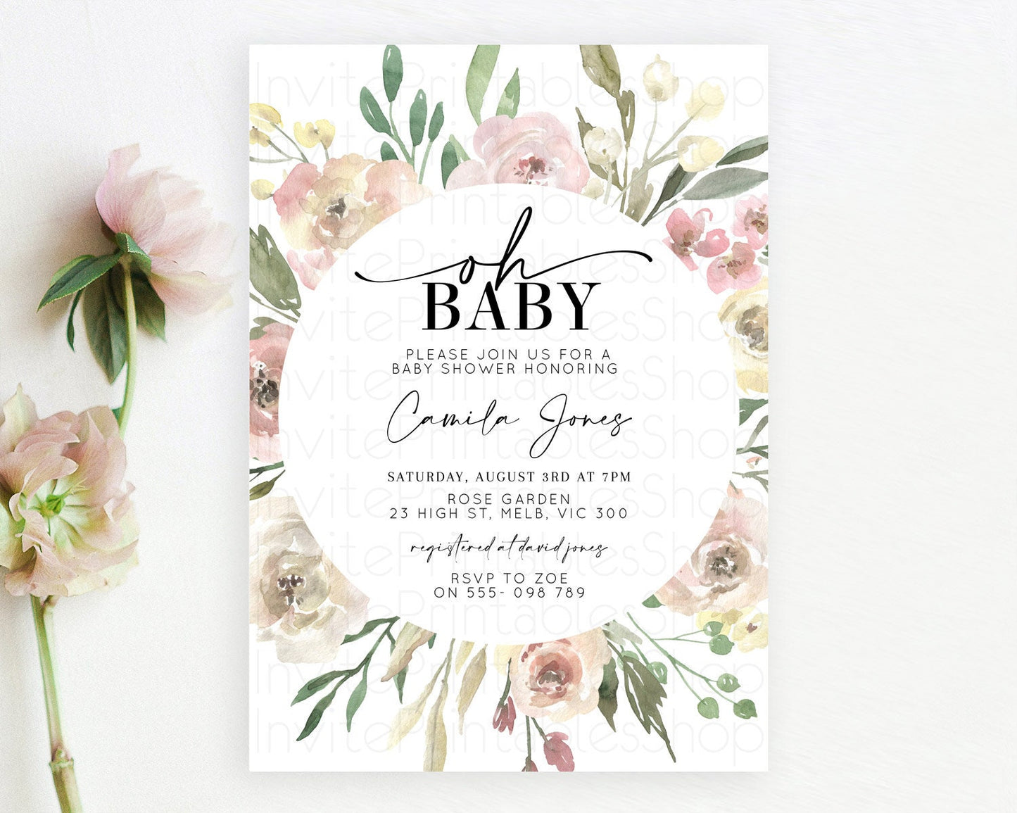 Editable Wildflower Baby Shower Invitation Secret Garden Baby Shower Invitat