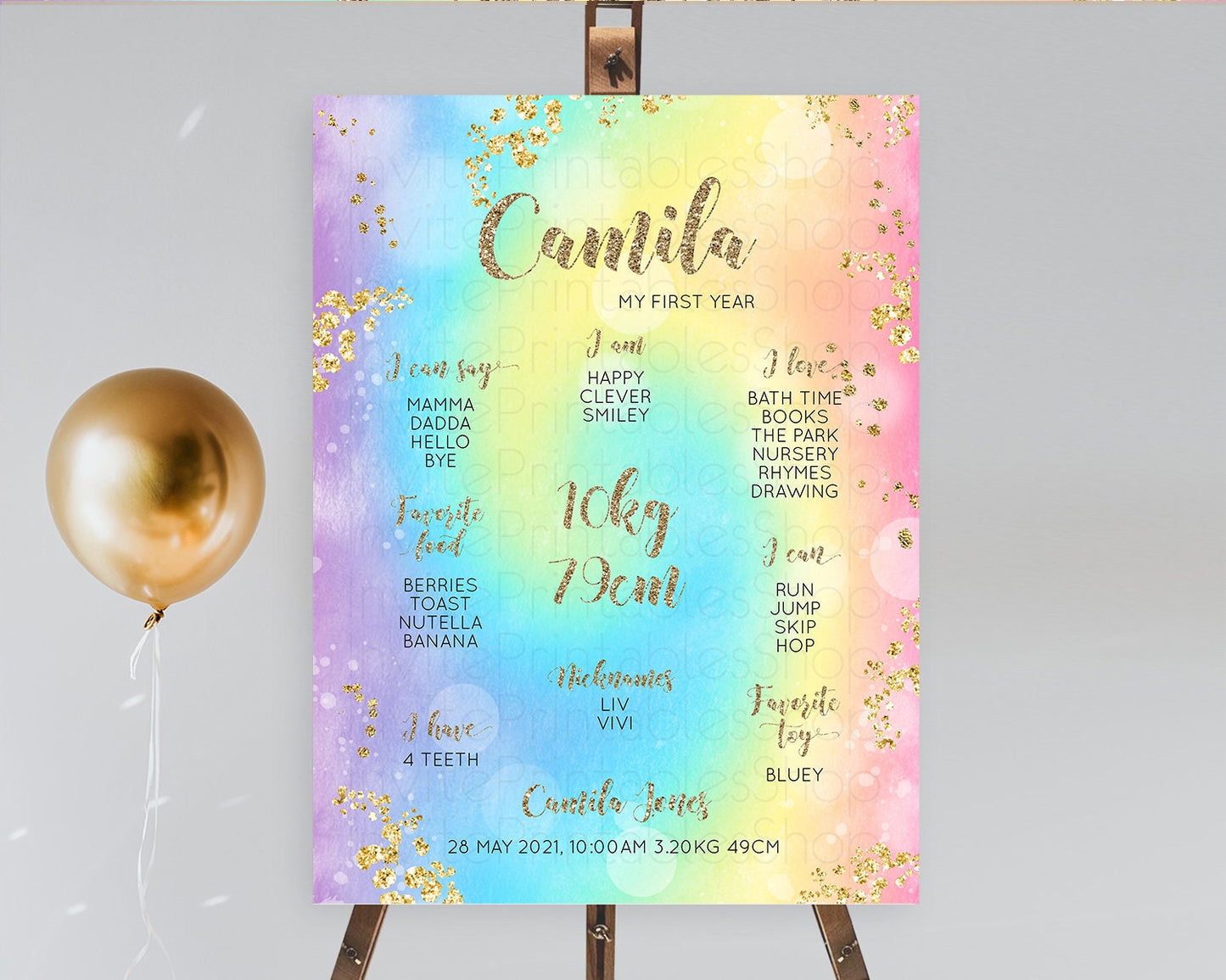 Tie Dye Milestone Board Rainbow First Birthday Milestone Poster Pastel Milestone Colorful Milestone Board Pastel Rainbow Birthday D10568