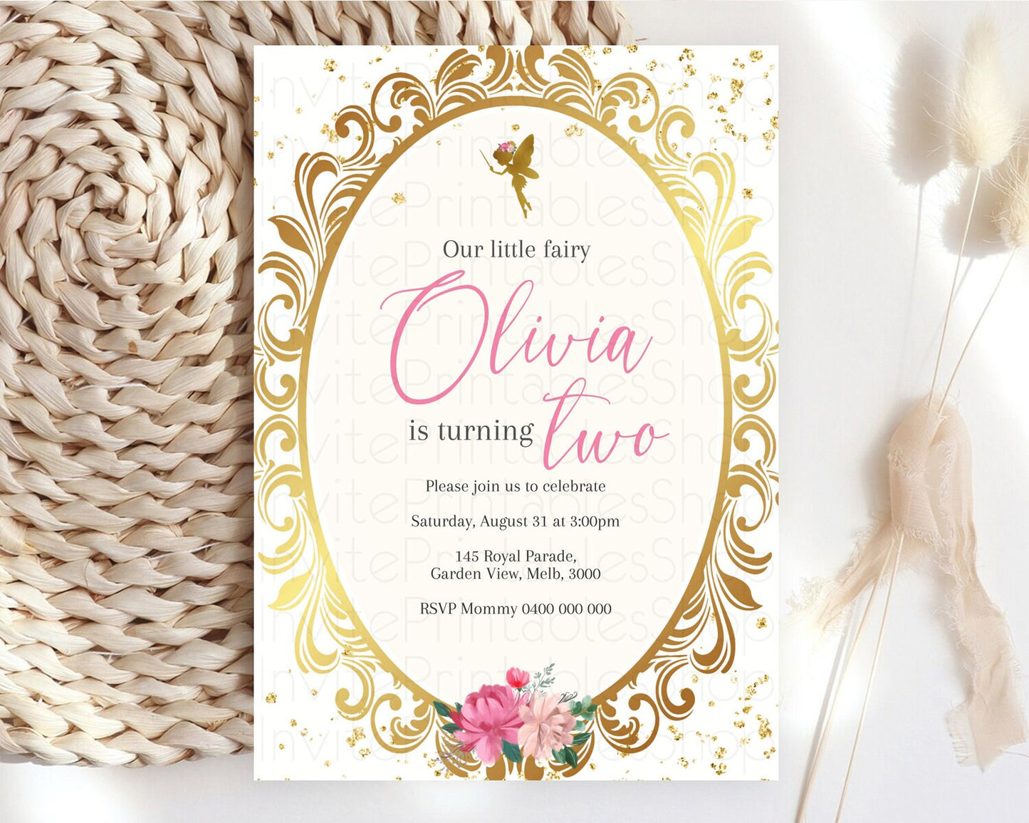 Fairy Birthday Invitation Fairy Invites Fairy Tea Party Fairy Garden Birthday Secret Garden Enchanted Garden Pastel Floral Butterfly D10768