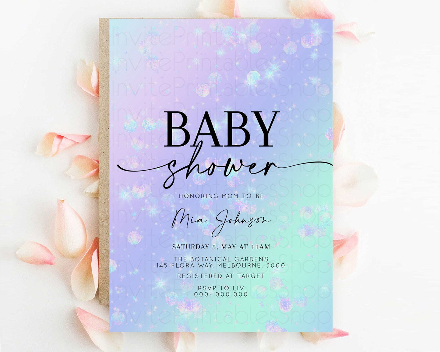 Rainbow Baby Shower Invitation Pastel Rainbow Baby Invitation Pastel Watercolor Invitation Colorful Ombre Sprinkle Shower D10663