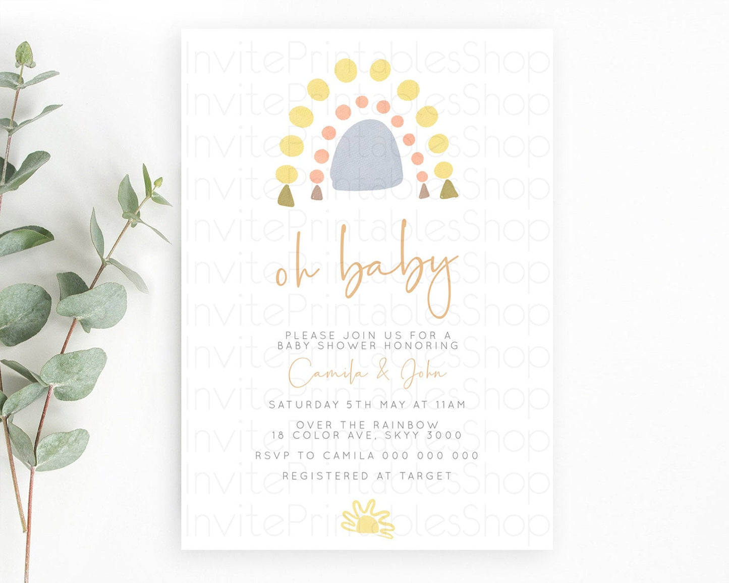 Pastel Rainbow Baby Shower Invitation Pastel Rainbow Invitation Rainbow Baby Invitation Pastel Invitation Boho Rainbow Invitation D10688
