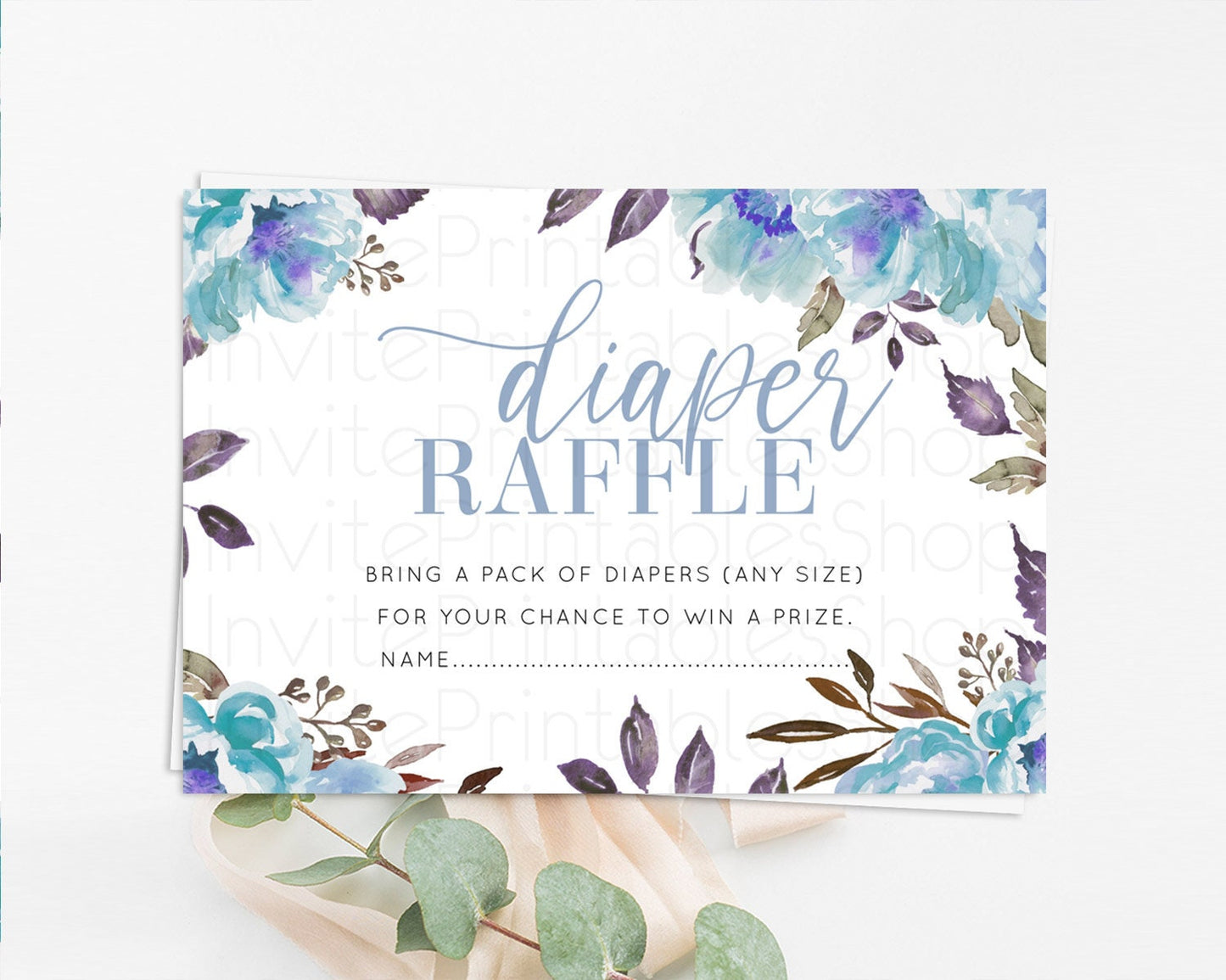 Secret Garden Diaper Raffle Card Boho Wildflower Diaper Raffle Insert Pastel Flower Garden Baby Shower Card Flower Raffle Game D10730